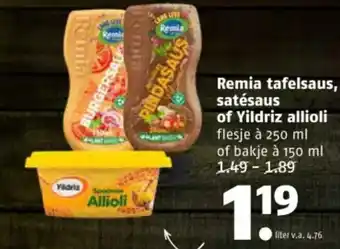 Poiesz Remia tafelsaus, satésaus of Yildriz allioli aanbieding