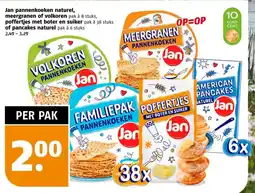 Poiesz Jan pannenkoeken naturel, meergranen of volkoren, poffertjes met boter en suiker of pancakes naturel aanbieding