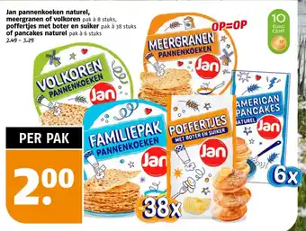 Poiesz Jan pannenkoeken naturel, meergranen of volkoren, poffertjes met boter en suiker of pancakes naturel aanbieding