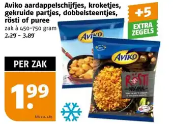 Poiesz Aviko aardappelschijfjes, kroketjes, gekruide partjes, dobbelsteentjes, rösti of puree aanbieding
