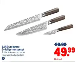 Makro BARE Cookware 3-delige messenset aanbieding