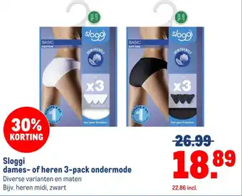 Makro Sloggi dames of heren 3 pack ondermode aanbieding