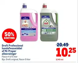 Makro Dreft Professional handafwasmiddel of Mr Proper allesreiniger aanbieding