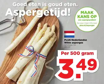 PLUS Plus Nederlandse Witte Asperges 500g aanbieding