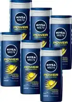 Bol.com NIVEA MEN Power Refresh Douchegel 3-in-1 Douchemiddel - 6x 250 ml - voordeelverpakking aanbieding