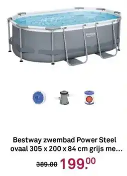 Karwei Bestway zwembad Power Steel ovaal 305 x 200 x 84 cm grijs me aanbieding