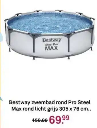 Karwei Bestway zwembad rond Pro Steel Max rond licht grijs aanbieding