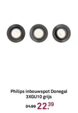 Karwei Philips inbouwspot Donegal 3XGU10 grijs aanbieding
