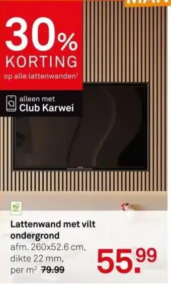 Karwei Lattenwand met vilt ondergrond aanbieding