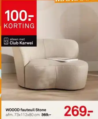Karwei Woood fauteuil stone aanbieding