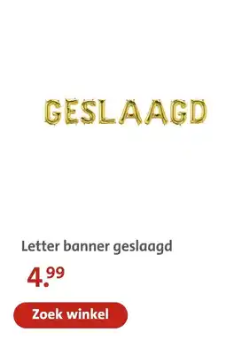 Bruna Letter banner geslaagd aanbieding