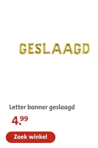 Bruna Letter banner geslaagd aanbieding
