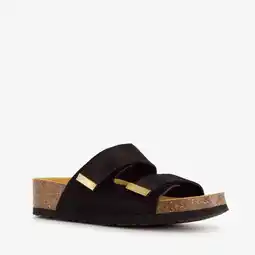 Scapino Hush Puppies suede dames slippers zwart aanbieding