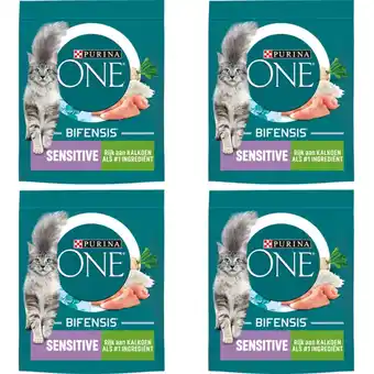 Albert Heijn Purina ONE ONE Sensitive rijk aan kalkoen 4-pack aanbieding