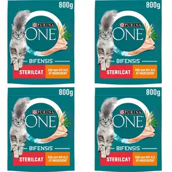 Albert Heijn Purina ONE ONE Sterilcat rijk aan kip 4-pack aanbieding