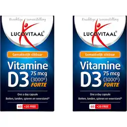 Albert Heijn Lucovitaal D3 75mcg forte vitamine capsules 2-pack aanbieding