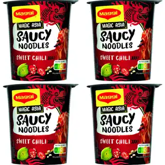 Albert Heijn Maggi Saucy noodles sweet chilli 4-pack aanbieding