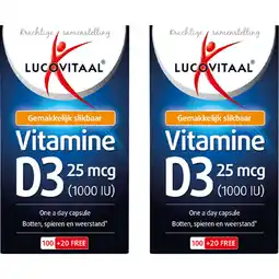 Albert Heijn Lucovitaal Vitamine D3 25 mcg capsules 2-pack aanbieding