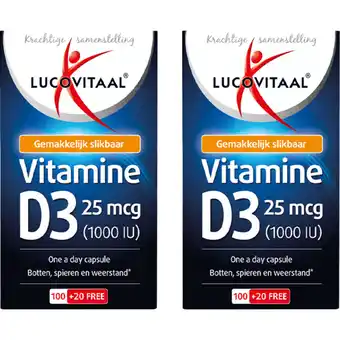 Albert Heijn Lucovitaal Vitamine D3 25 mcg capsules 2-pack aanbieding