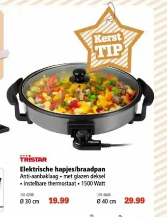 Marskramer Tristar Elektrische hapjes/braadpan 30 cm aanbieding