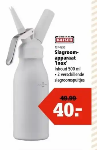 Marskramer Slagroomapparaat 'Inox' 500 ml aanbieding