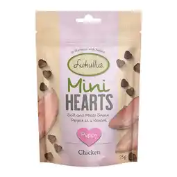 Zooplus 75g Lukullus Puppy Mini Hearts snacks - Kip graanvrij aanbieding