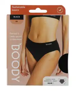De Online Drogist Boody Menstruatieondergoed Bikinislip Zwart Normaal/Hevig Maat XS 1ST aanbieding
