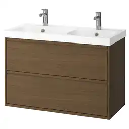 IKEA ÄngsjÖn / orrsjÖn Wastafelkst m lades/wastafel/kranen, bruin eikenpatroon, 102x49x69 cm aanbieding