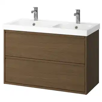 IKEA ÄngsjÖn / orrsjÖn Wastafelkst m lades/wastafel/kranen, bruin eikenpatroon, 102x49x69 cm aanbieding