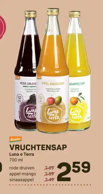 Ekoplaza Vruchtensap Luna e Terra 700 ml rode druiven aanbieding