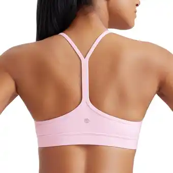Amazon CRZ YOGA Vrouwen Low Impact Strappy Gewatteerde Sport BH Y Racer Back Spaghetti Riemen Yoga BH Tops aanbieding