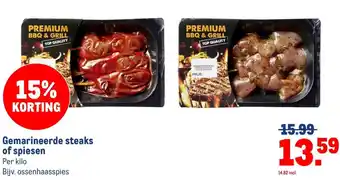 Makro Gemarineerde steaks of spiesen aanbieding
