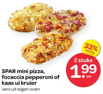 Spar SPAR mini pizza, focaccia pepperoni of kaas ui kruier aanbieding