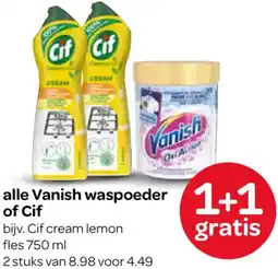 Spar Alle Vanish waspoeder of Cif aanbieding