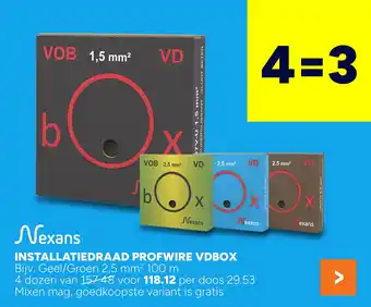 BOUWMAAT Nexans INSTALLATIEDRAAD PROFWIRE VDBOX aanbieding