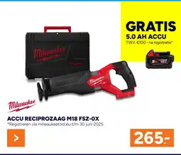 BOUWMAAT Milwaukee Accu Reciprozaag M18 FSZ-0X aanbieding