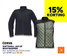 BOUWMAAT Cerva softshell jas of bodywarmer aanbieding
