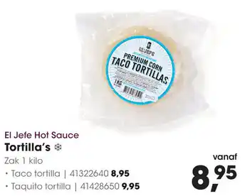 HANOS El Jefe Hot Sauce Tortilla's aanbieding