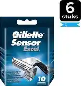 Bol.com Gillette Sensor Excel Scheermesjes Mannen - 10 Stuks - Voordeelverpakking 6 stuks aanbieding