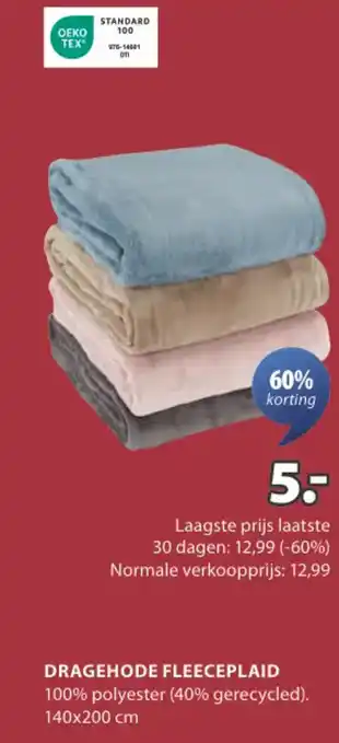 Jysk Dragehode fleeceplaid aanbieding
