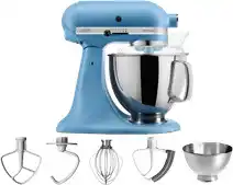 Bol.com KitchenAid keukenmachine - Artisan - Keukenrobot met 7 accessoires - 300 W - 48 L - Blauw aanbieding