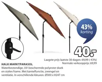 Jysk Halk marktparasol aanbieding