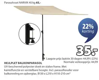 Jysk Hejlplet balkonparasol aanbieding