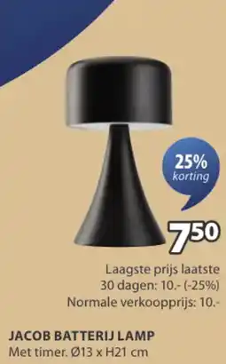 Jysk Jacob batterij lamp aanbieding