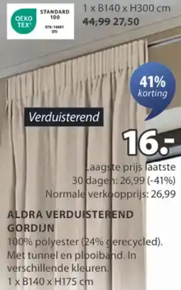 Jysk Aldra verduisterend gordijn aanbieding