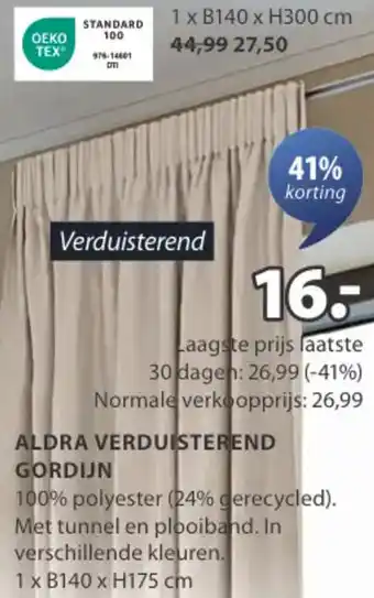 Jysk Aldra verduisterend gordijn aanbieding