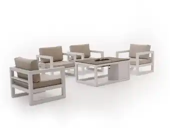 Kees Smit Forza Calleo/Cosiraw stoel loungeset met vuurtafel 5-delig aanbieding