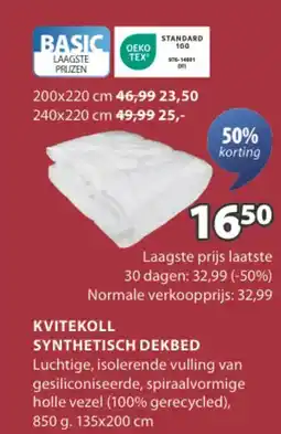 Jysk Kvitekoll synthetisch dekbed aanbieding