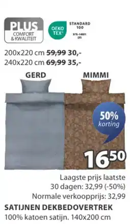 Jysk Satijnen dekbedovertrek aanbieding