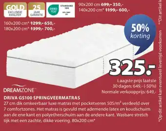 Jysk Driva gs100 springveermatras aanbieding